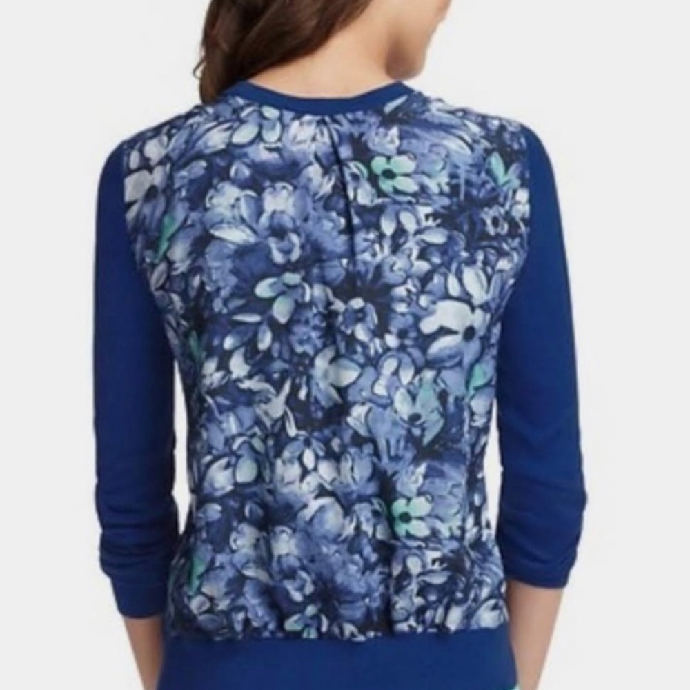 Loft Mixed Media Blue Sweater Cardigan